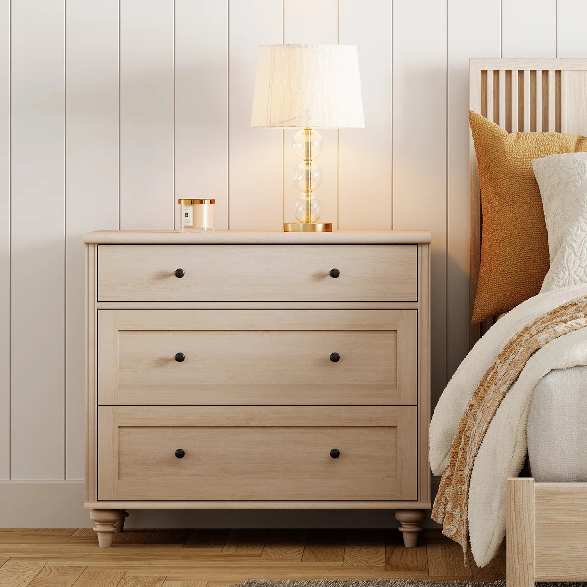 Scarlett Nightstand For Bedroom With 3 Drawers, Mid Century Modern Wooden Closet Storage Organize... | Wayfair North America