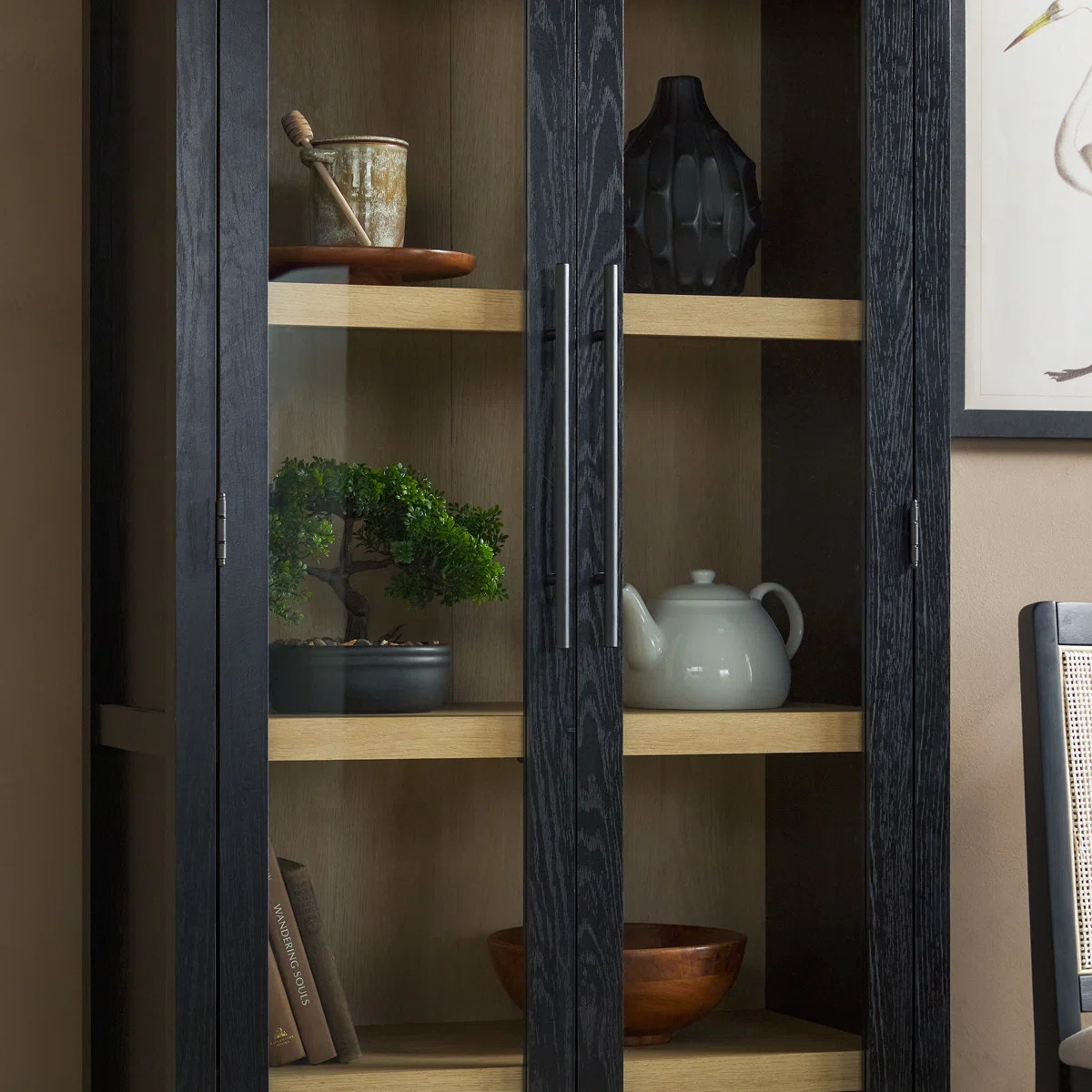 Ridunel Modern Arched Standard Bookcase with Glass Doors | Wayfair North America