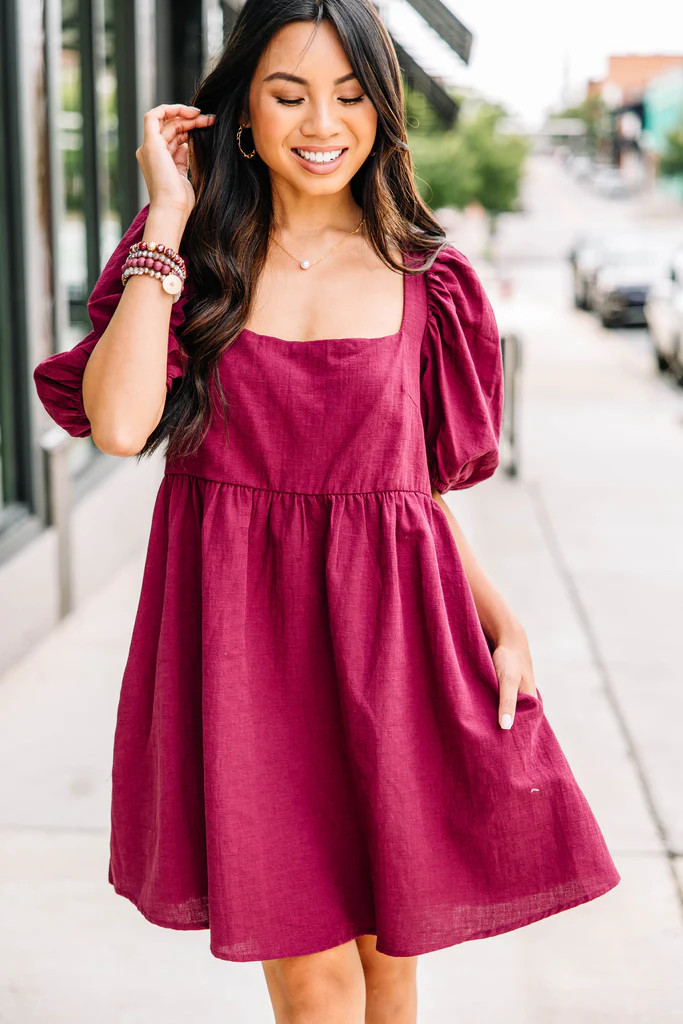 You've Got It Burgundy Red Babydoll Dress | The Mint Julep Boutique