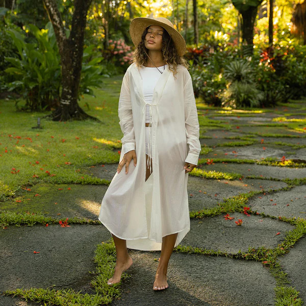 Cascade Tie Cover-Up Long, White | Albion Fit