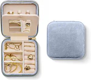 Amazon.com: Plush Velvet Travel Jewelry Box Organizer | Travel Jewelry Case, Jewelry Travel Organ... | Amazon (US)