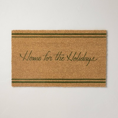 Home for the Holidays Coir Christmas Doormat Tan/Evergreen - Hearth & Hand™ with Magnolia | Target