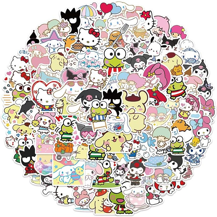 100Pcs Cool Character Sanrio Stickers for Water Bottles Skateboard Luggage Laptop Bumper Waterpro... | Amazon (US)