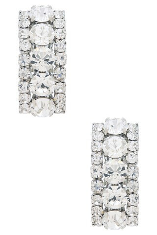 Alessandra Rich Crystal Earrings in Metallic Silver | FWRD 