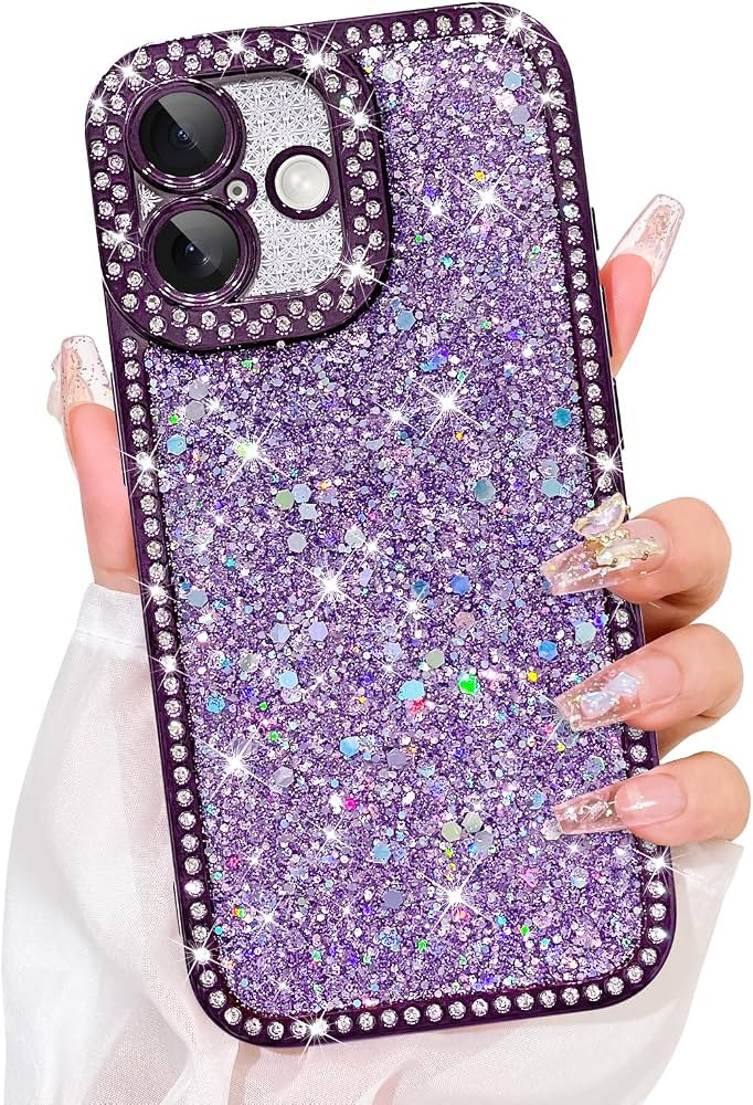 Bonoma Glitter Case for iPhone 17,Purple Shiny Crystal Diamond | Amazon (US)