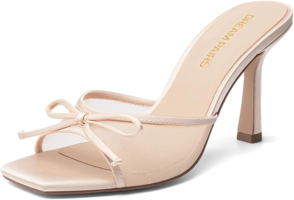 DREAM PAIRS Women's Square Open Toe Heels With Bow Vintage Slip on Stiletto High Backless Dressy ... | Amazon (US)