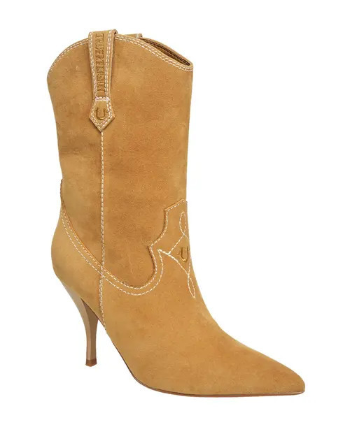 True Religion Logo Mid Calf 702 Cowboy Boot in Tan at Nordstrom, Size 8 | Nordstrom