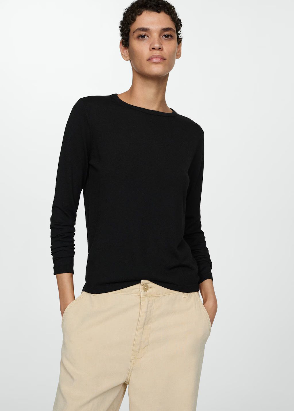 Fine-knit round-neck sweater | MANGO (US)