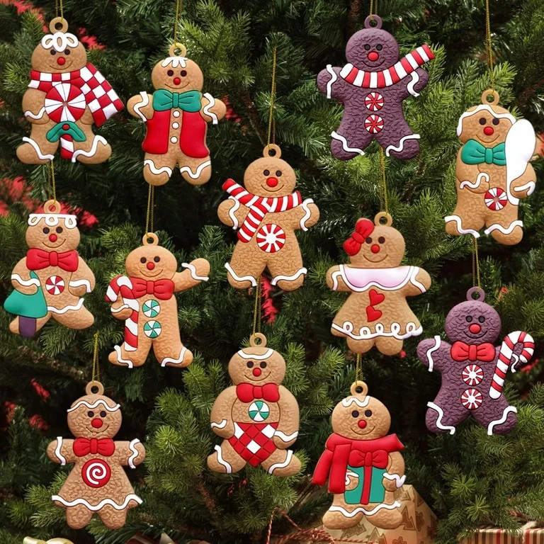 HAMCSTNF Gingerbread Man Ornaments for Christmas Tree, 12pcs, 3" - Walmart.com | Walmart (US)
