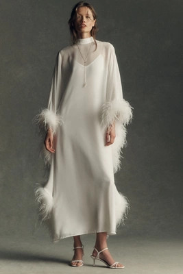Hutch Feather-Trim Sheer Kaftan | Anthropologie (US)