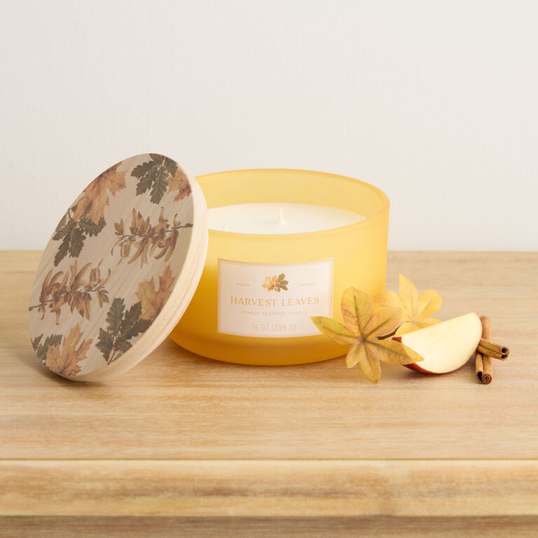 Autumn Grove Harvest Leaves 3 Wick Scented Candle | World Market