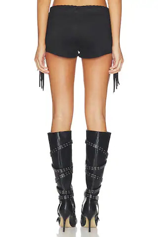 Libertee Fringe Faux Suede Short in Black | Revolve Clothing (Global)