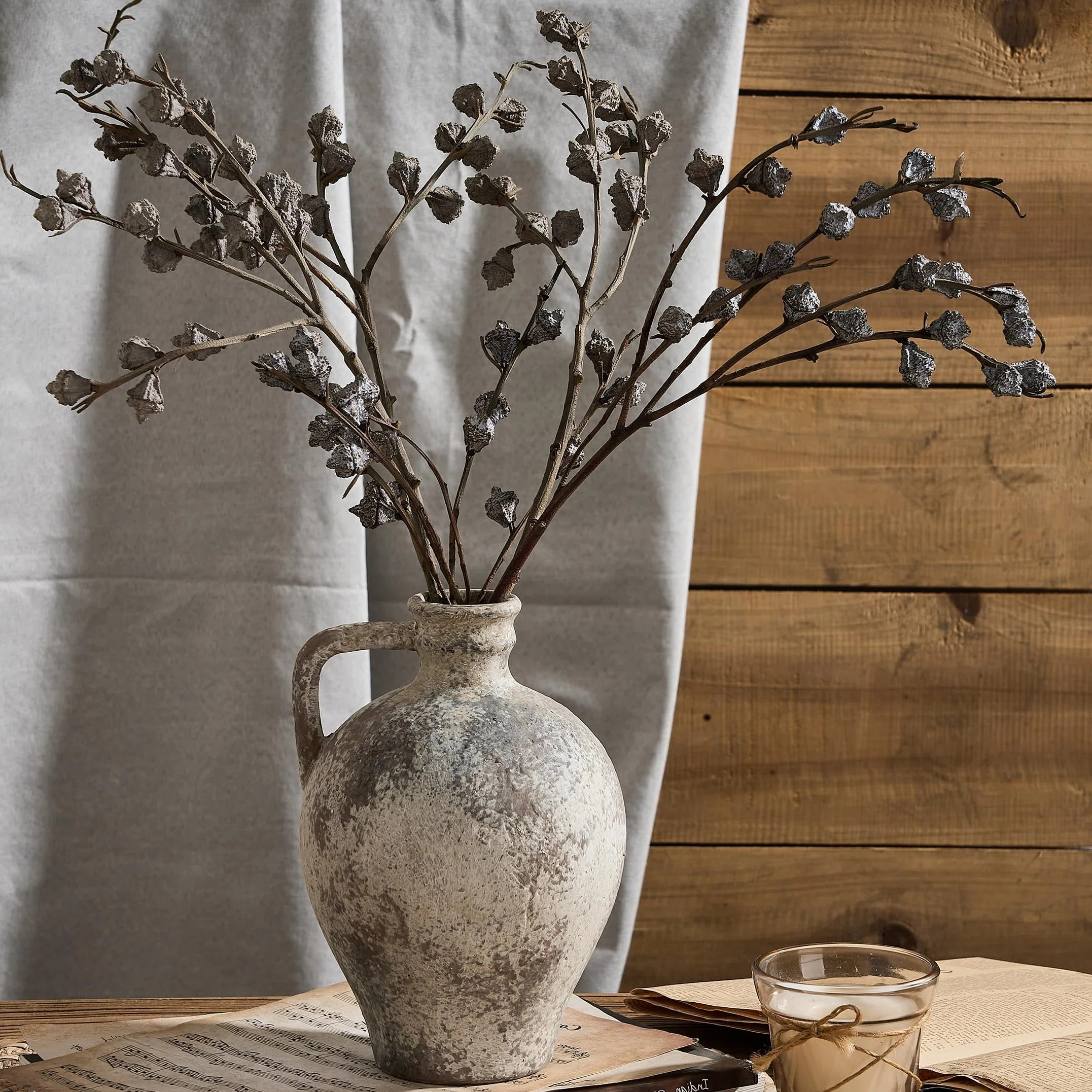 8.3 Inch Tall Terracotta Vase with Handle, Vintage Pottery Vase | Wayfair North America