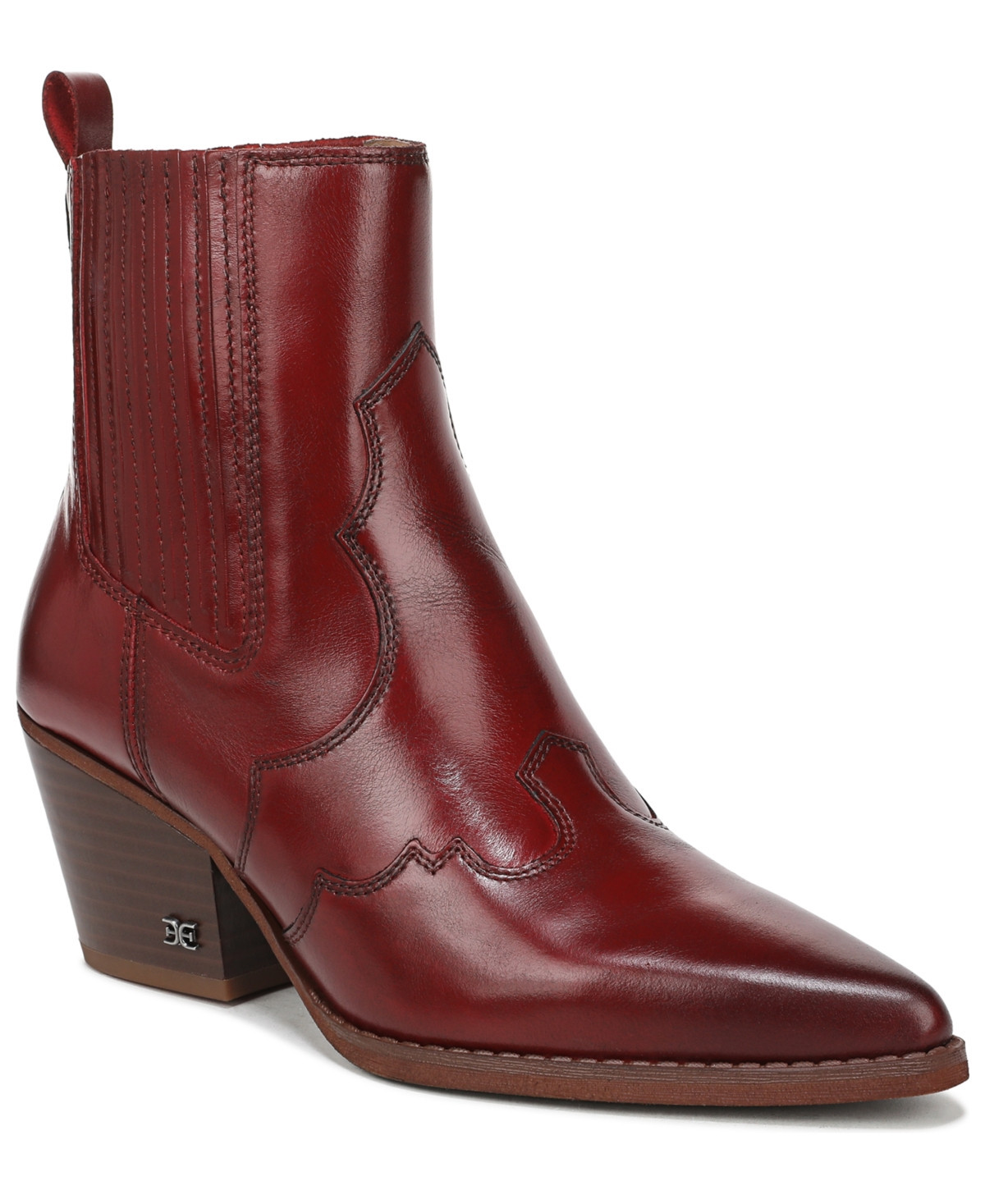 Sam Edelman Women's West Western Booties - Deep Scarlet Leather | Macy's