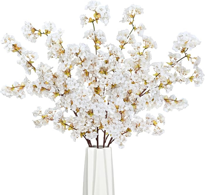 5 Pcs Artificial Cherry Blossom Branches 39'' Cherry Blossom Tree Decor | Amazon (US)