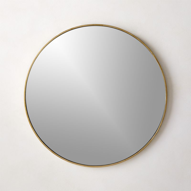 Rafe Round Polished Brass and Ivory Shagreen Wall Mirror 24" | CB2 | CB2