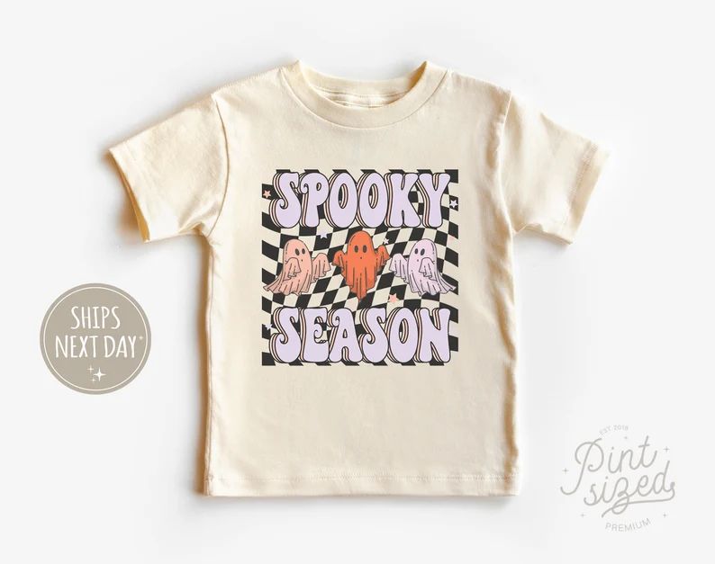 Spooky Season Toddler Shirt - Retro Halloween Kids Shirt - Cute Ghost Natural Toddler Tee | Etsy (US)