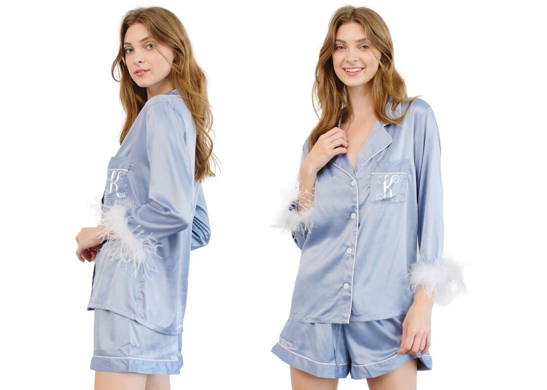 Bridesmaid Pajama Set Feathers, Bridesmaid Pajama Set, Bridesmaid Pajamas With Feather , Feather ... | Etsy (US)