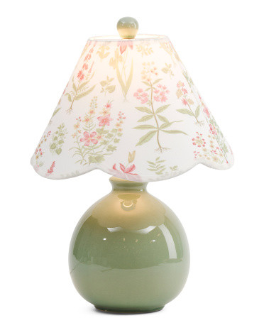 18in scalloped shade ceramic orb table lamp | TJ Maxx