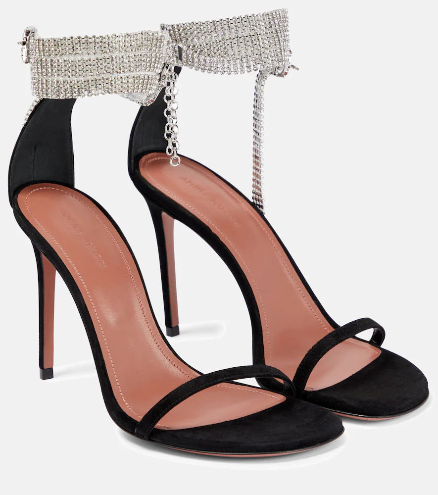 Amina Muaddi Giorgia embellished suede sandals | Mytheresa (UK)