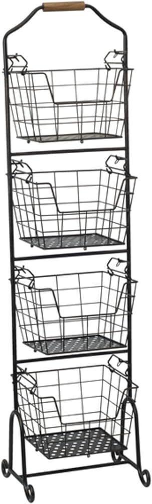 Gourmet Basics by Mikasa Ferme 4-Tier Metal Floor Standing Fruit/Home Storage Market Basket, Anti... | Amazon (US)