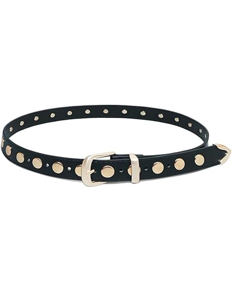 WERFORU Women Fashion Leather Belt Women Belts for Jeans Dress Women Punk Leather Belt Women Stud... | Amazon (US)