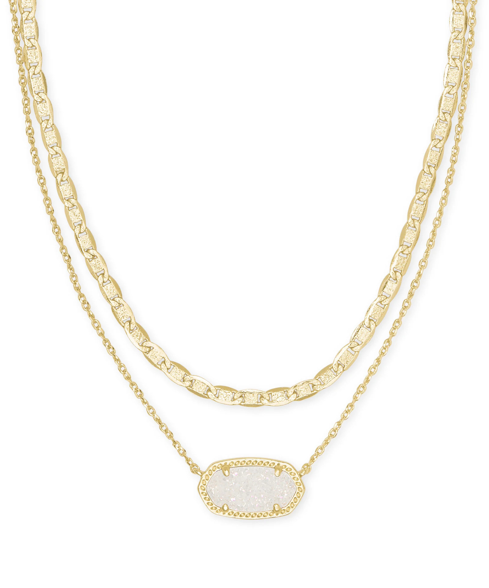 Elisa Gold Multi Strand Necklace in Iridescent Drusy | Kendra Scott