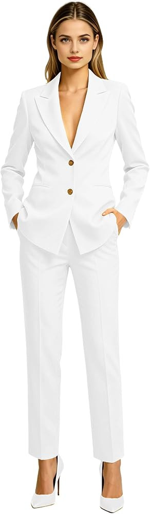 Women's Business Suit 2 Piece Pant Suit for Women Blazer Pants Set | Amazon (US)