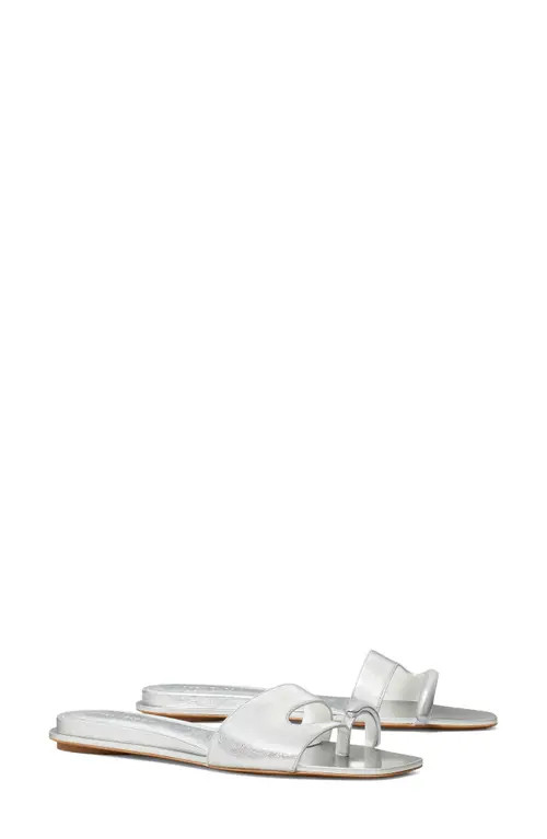 Tory Burch Pierced Slide Sandal in Bright Silver /Silver at Nordstrom, Size 9 | Nordstrom