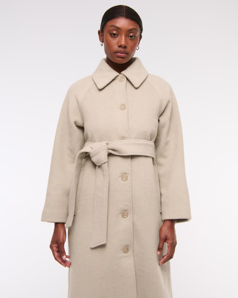 Women's Wool-Blend Belted Coat | Women's Coats & Jackets | Abercrombie.com | Abercrombie & Fitch (US)
