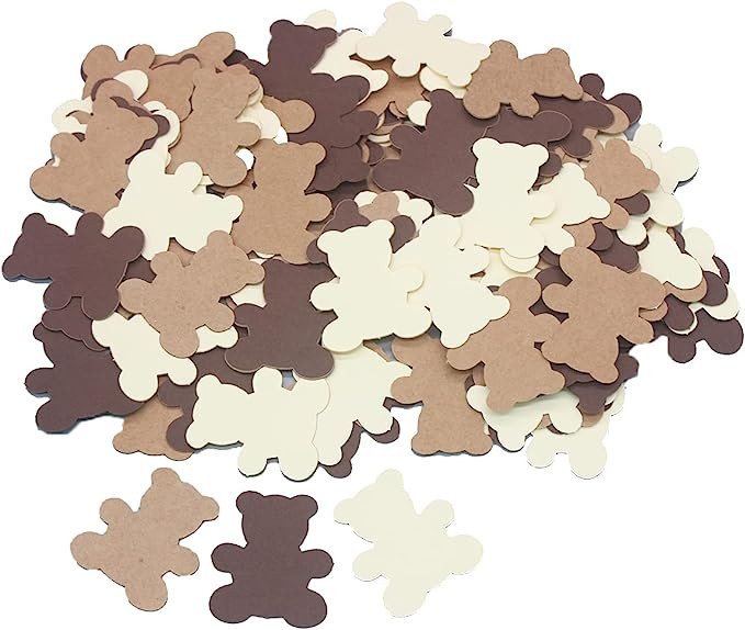 300PCS Cream Brown Teddy Bear Baby Shower Table Confetti Sprinkles Scatter, We Can Bearly Wait Ba... | Amazon (US)