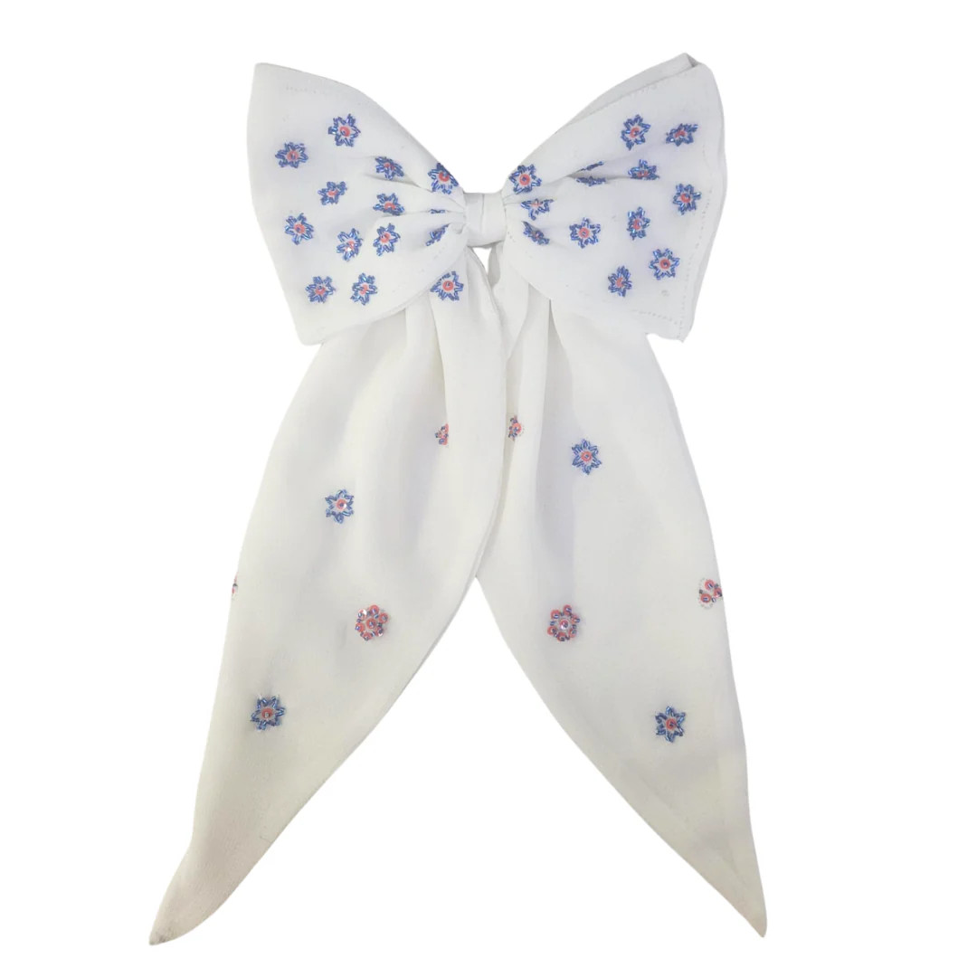 All American Embellished Long Tail Hair Bow | Accessory To Love