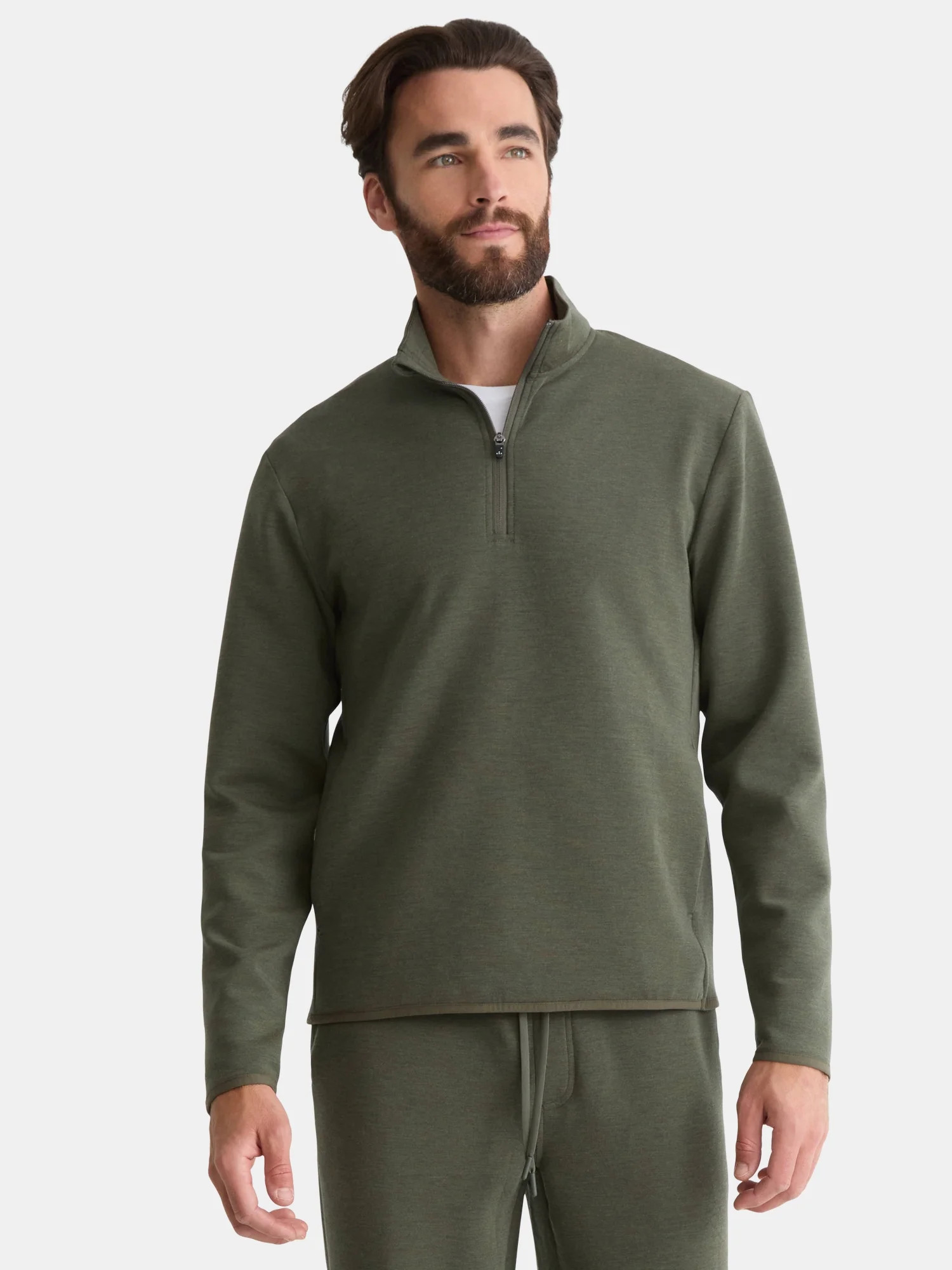 Athletic Works Men's and Big Men's Fusion Double Knit Quarter Zip Sweatshirt Jacket, Sizes S-3XL ... | Walmart (US)
