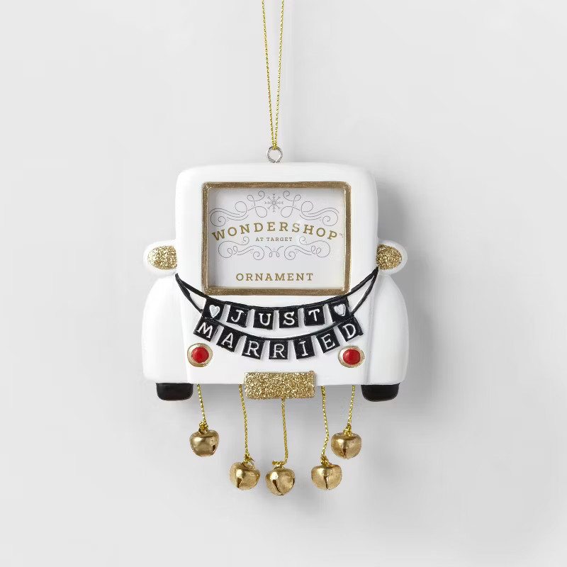 'Just Married' Car Photo Frame Christmas Tree Ornament White/Gold - Wondershop™ | Target