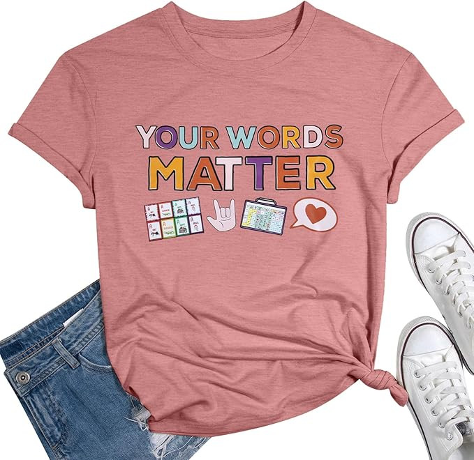 Teacher Shirts Your Words Matter Shirt Women Special Education Teacher T-Shirt Inspirational Grap... | Amazon (US)