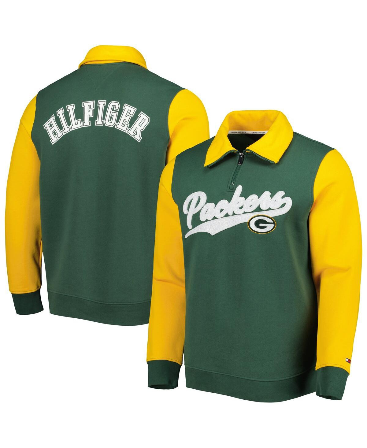 Men's Tommy Hilfiger Green, Gold Green Bay Packers Aiden Quarter-Zip Top - Green, Gold | Macy's