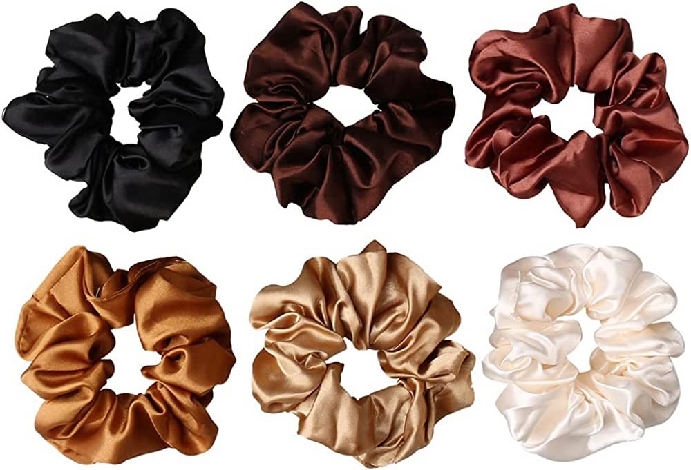 6 Pcs Hair Scrunchies, Silk Scrunchies Gifts for Her Women Satin Elastic Soft Hair Ties Scrunchy ... | Amazon (CA)