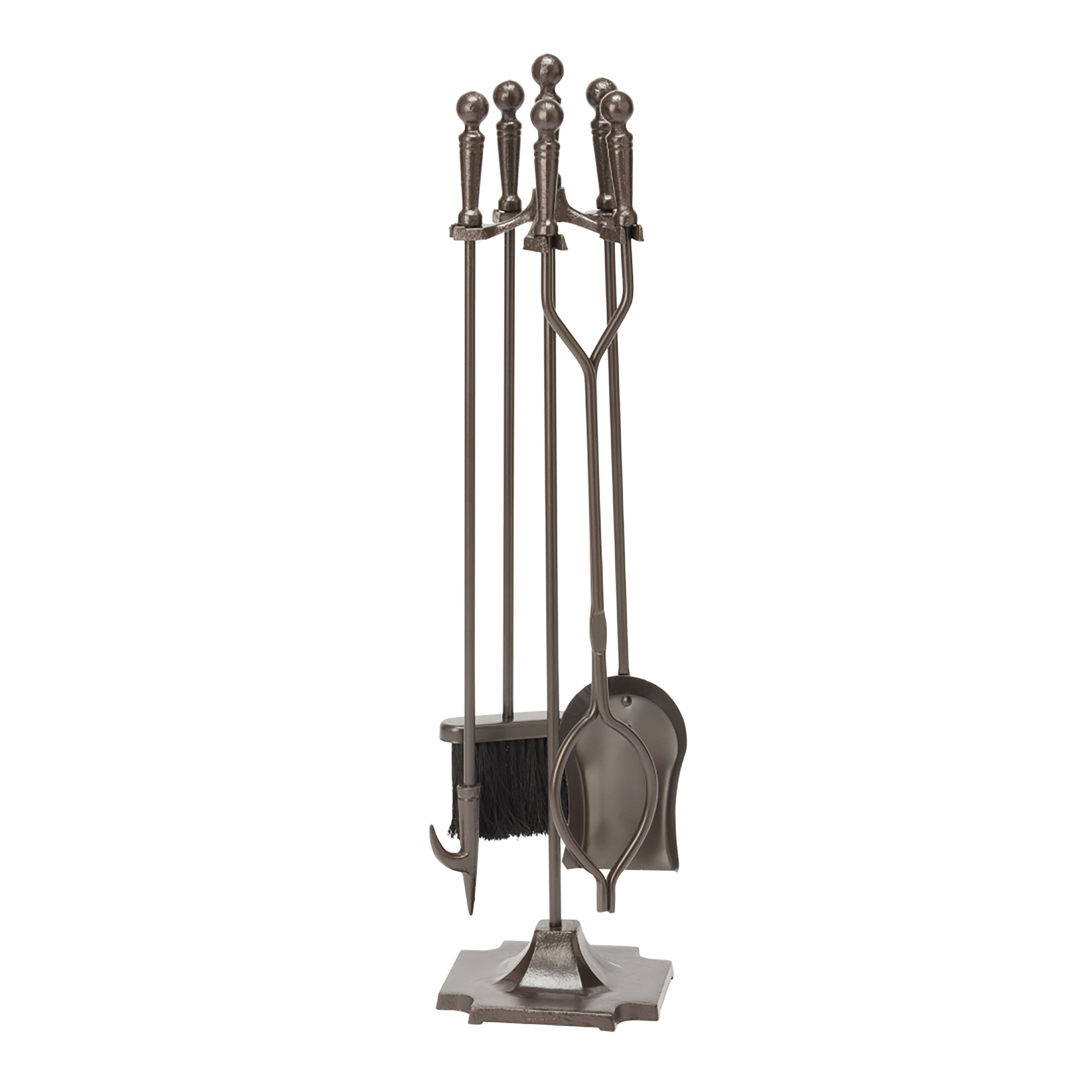 Bronze Iron Cylinder Handle 5 Piece Fireplace Tool Set | World Market