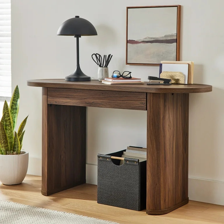 Better Homes & Gardens Juliet Oval Writing Desk, Walnut Finish | Walmart (US)