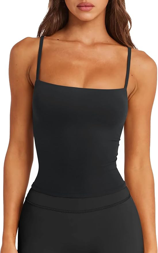 LASLULU Sports Bras for Women Square Neck Padded Adjustable Spaghetti Strap Backless Sleeveless W... | Amazon (US)
