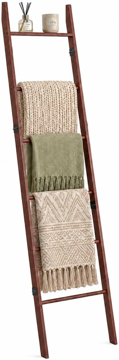 Blanket Ladder 6 Tier with Shelf for Living Room Bedroom and Bathroom | Amazon (US)