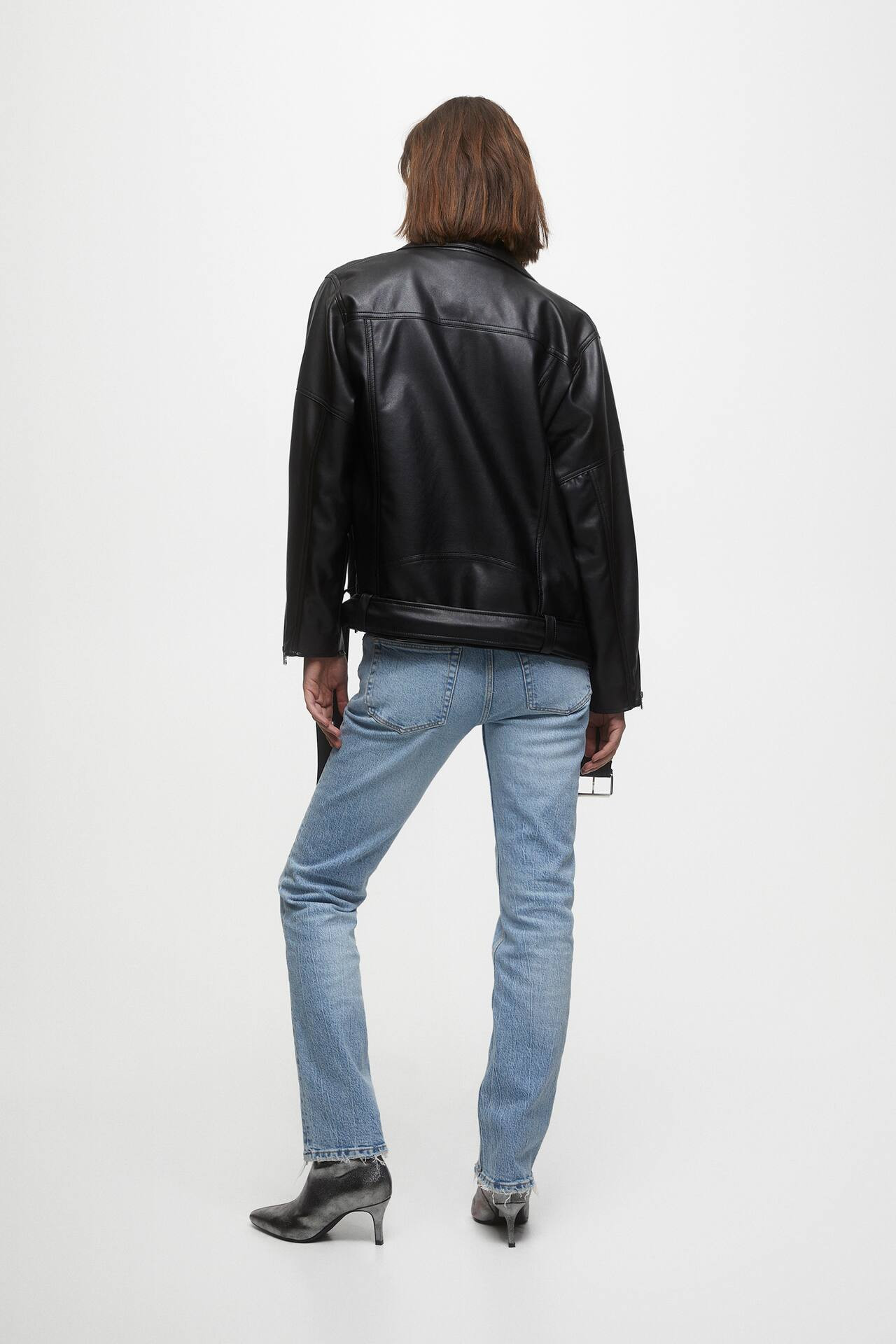 Oversize faux leather biker jacket | PULL and BEAR UK