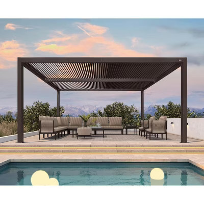 PURPLE LEAF 12' x 16' Outdoor Louvered Pergola Sun Shade Outside Canopy with Aluminum Roof for Hot Tub Backyard Garden Pavilion Patio Hardtop Gazebo | Target