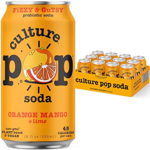 Culture Pop Soda, Orange Mango & Lime, Probiotic Low Sugar Soda, Sparkling Juice Alternative, Non-GMO, Kosher, Gluten-Free, No Stevia (12pk) | Amazon (US)