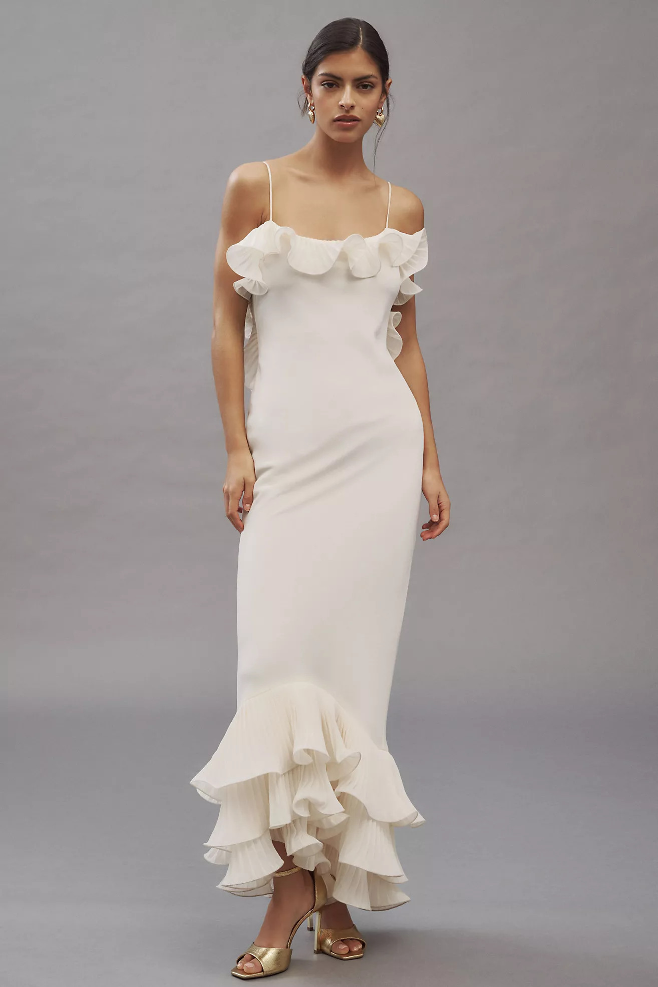 Delfi Collective Delina Ruffled Open-Back Maxi Dress | Anthropologie (US)