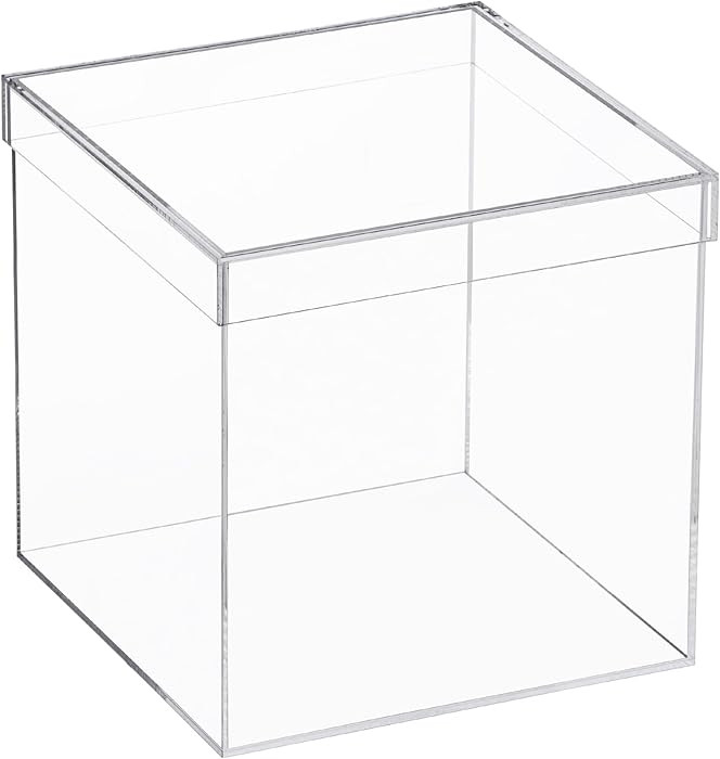 Yeeco Clear Acrylic Boxes with Lid Acrylic Storage Cube Containers with Lids, Plastic Square Boxe... | Amazon (US)