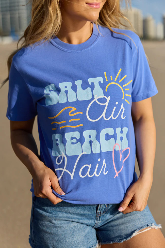 Salt Air Beach Hair Blue Graphic Tee | Pink Lily