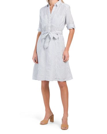 Petite Roll Up Sleeve Button Placket Shirt Dress | Marshalls