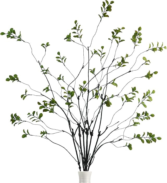 Krissing 6 Pcs Faux Greenery Stems, 37" Tall Fake Ficus Twig Stems Plants Artificial Greenery Ste... | Amazon (US)