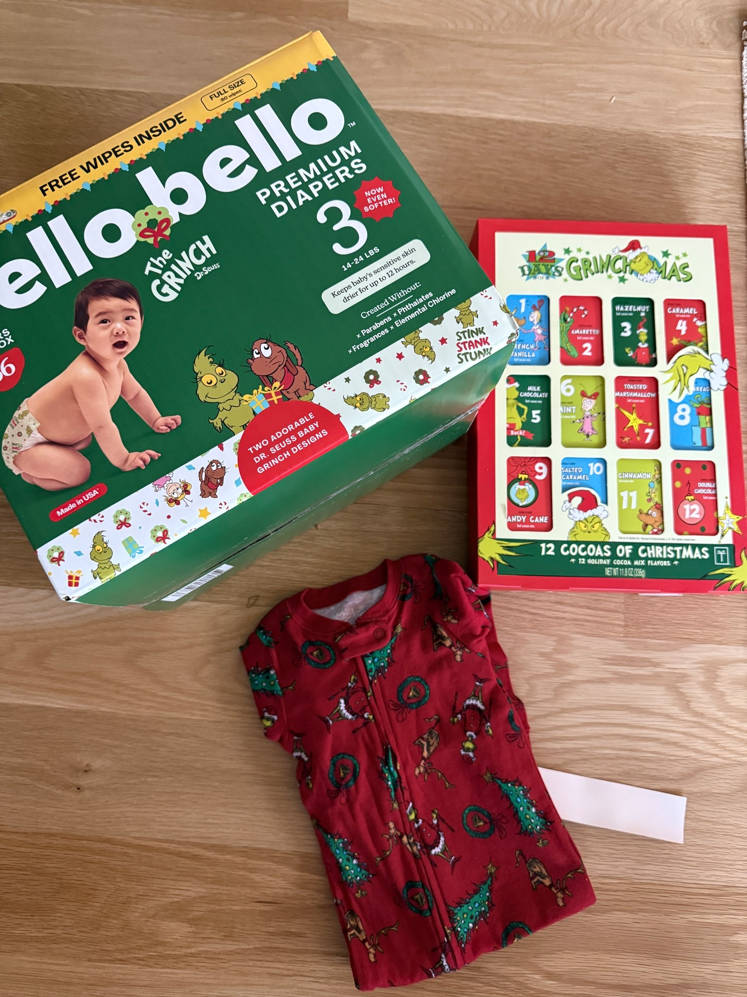 The grinch diapers and hot cocoa 

#LTKHoliday #LTKGiftGuide #LTKBaby